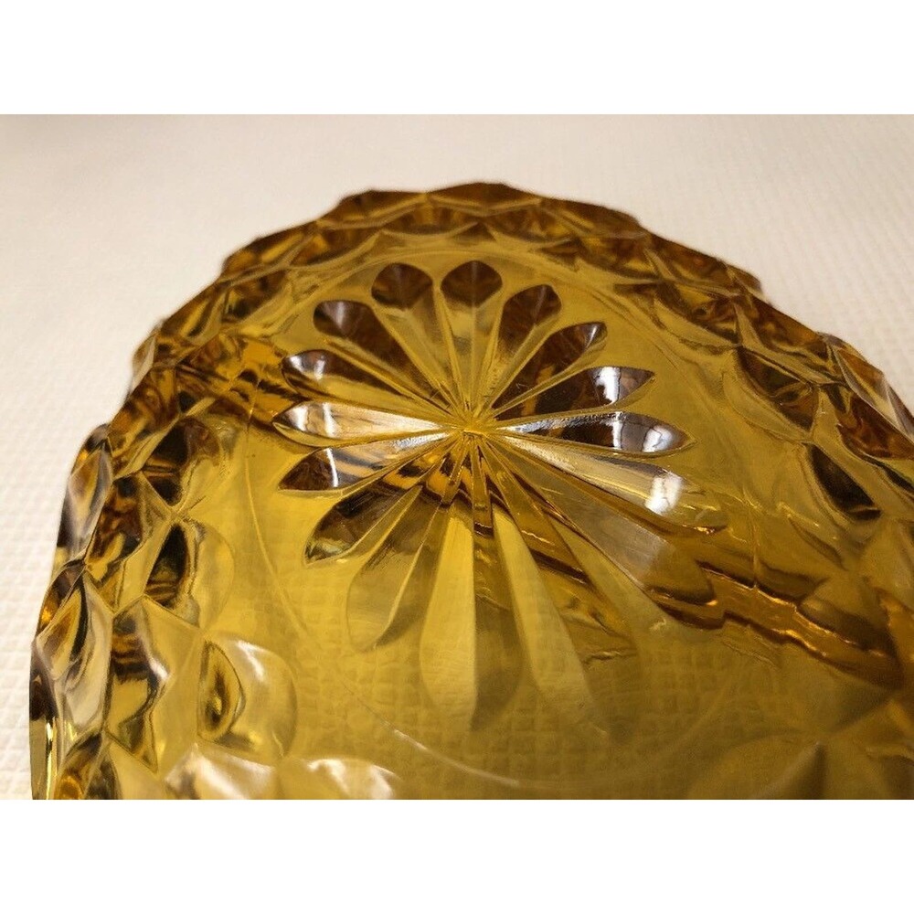Divided Trinket Dish Tray Yellow Orange Vintage Scalloped Edges Imperial Style - Picture 9 of 11